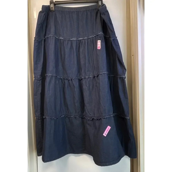 Avenue Jeans Womens 14/16 Blue Jean Elastic Waist HOBO/Cottage core Skirt - Picture 2 of 10